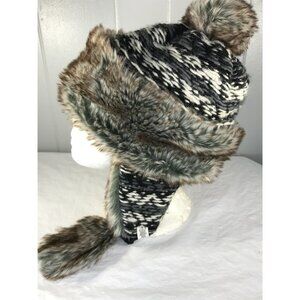 Nirvanna Designs Winter Hat Hand knit Nepal Wool Knit Ear Flap Cap Tassle